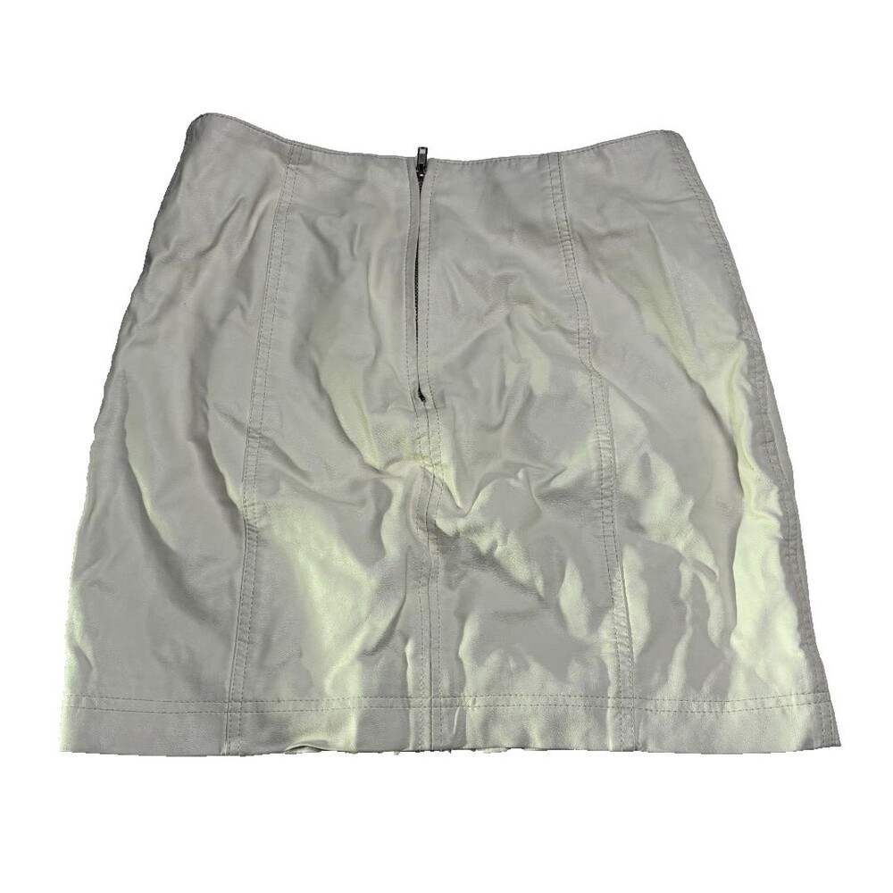 Free People Women’s White Leather Mini Skirt Small Boho Festival Moto Size S